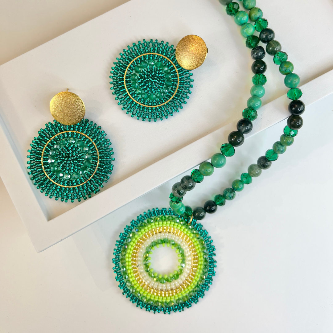 Green Saphire Shakira Necklace & Earring Set
