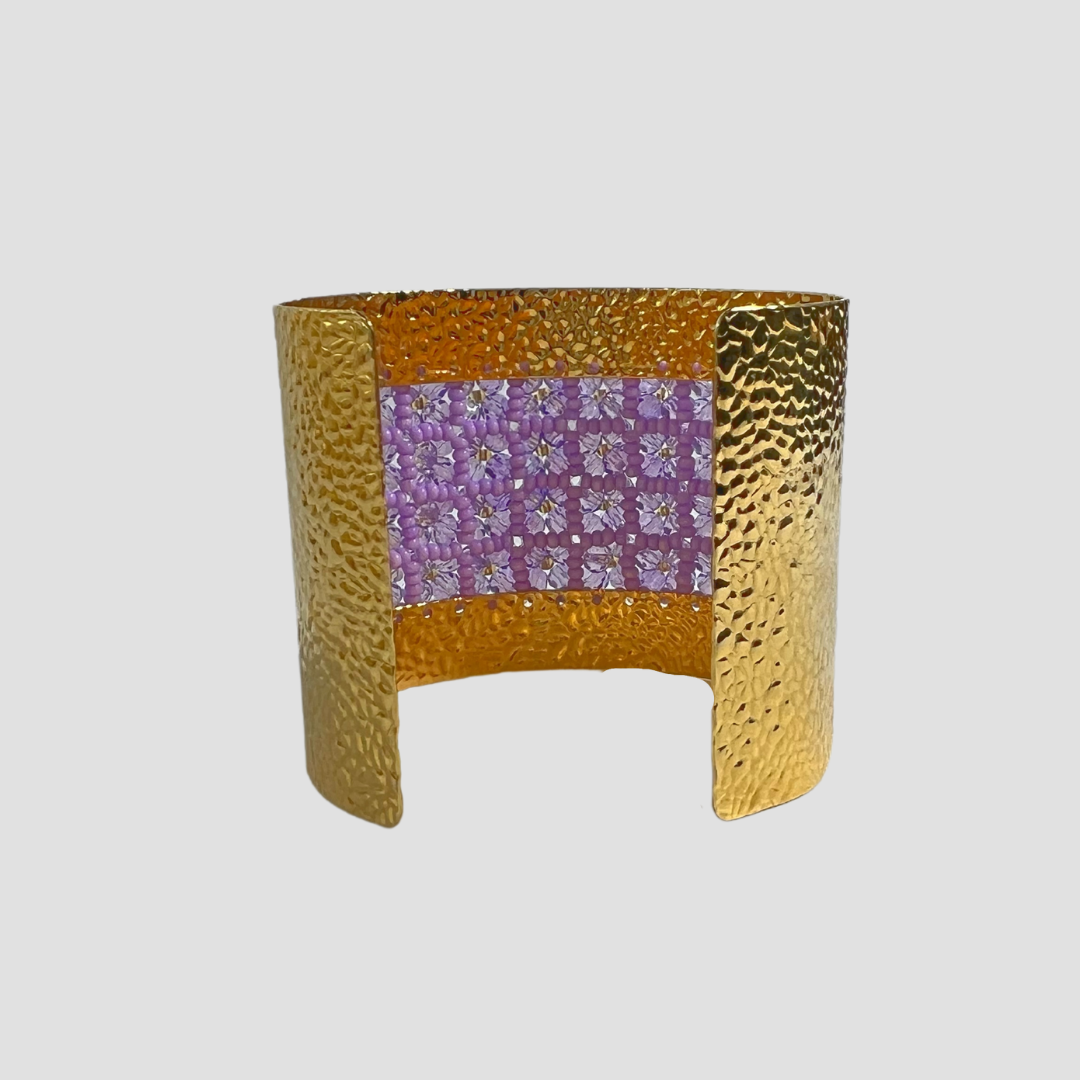 Purple Wide Cuff & Drop Earring Set