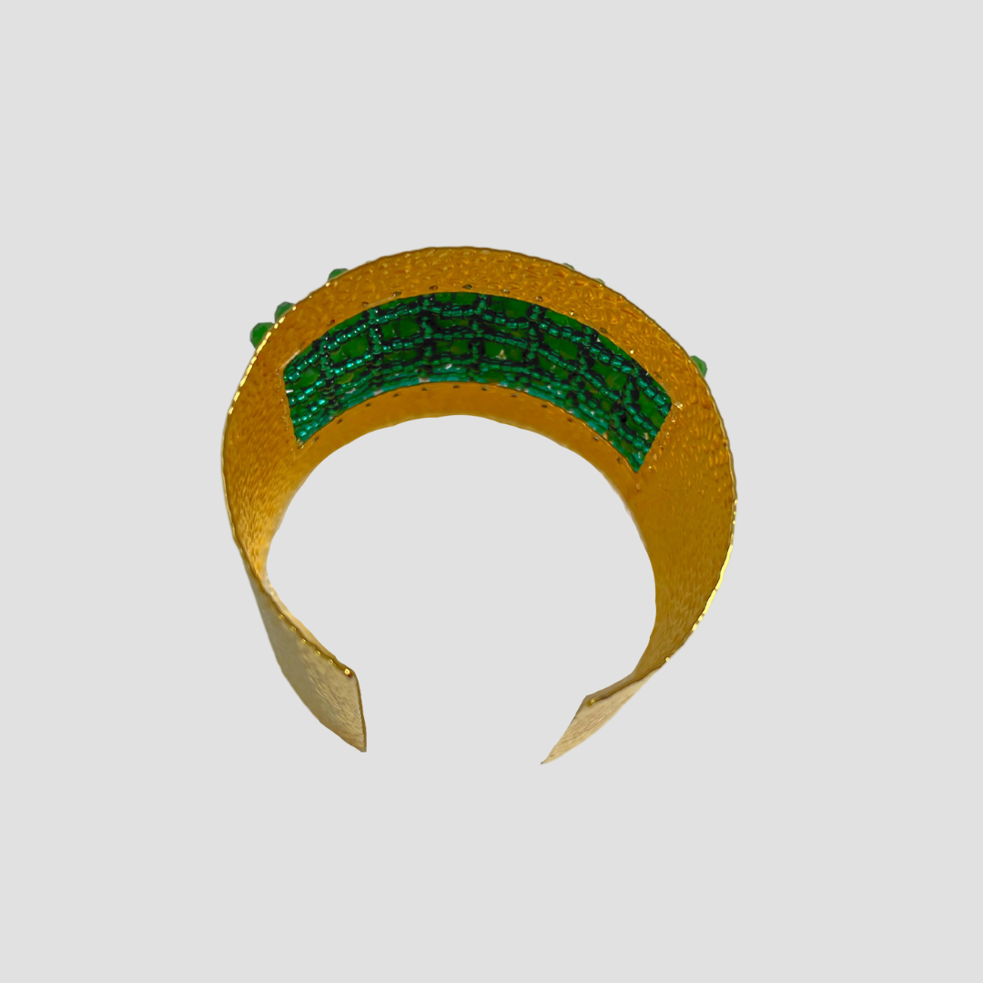 Green Wide Cuff & Drop Earring Set
