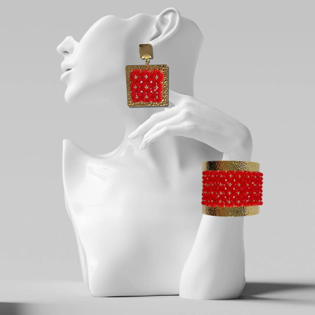 Redd Wide Cuff & Drop Earring Set