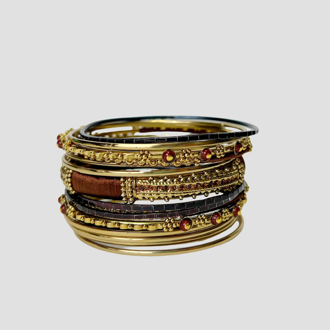 Golden Brown Stacked Bracelet Set