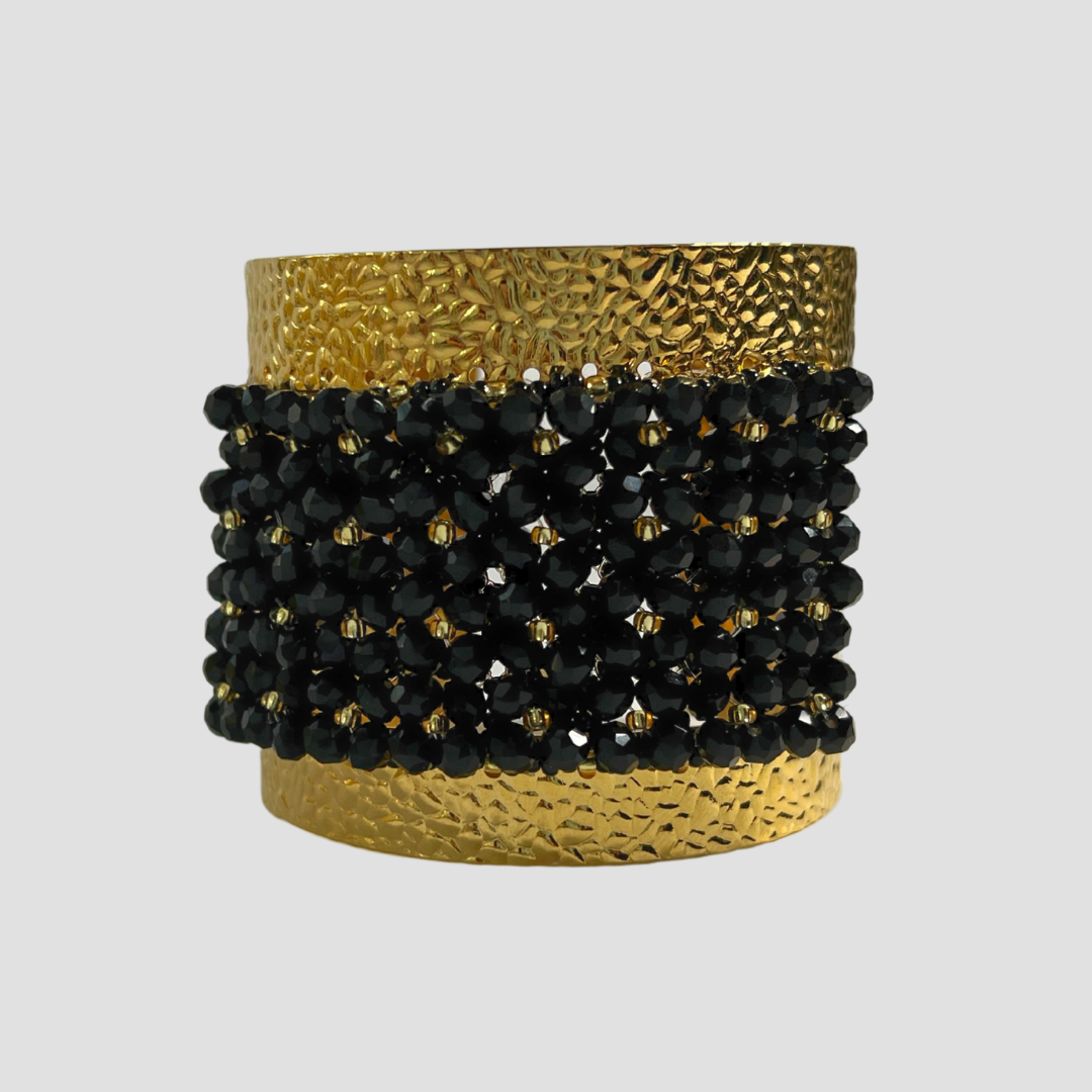 Black Wide Cuff & Earring Set