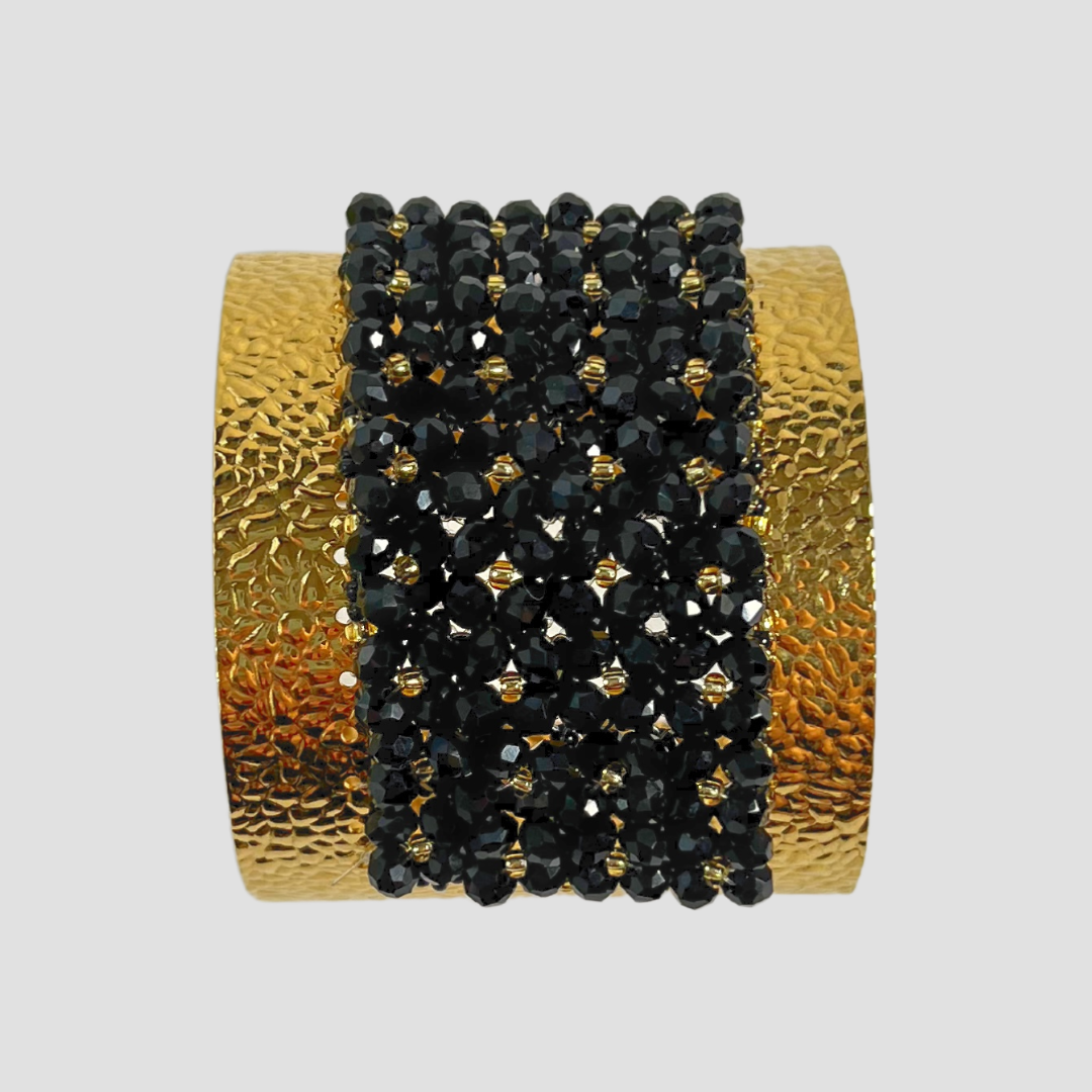 Black Wide Cuff & Earring Set