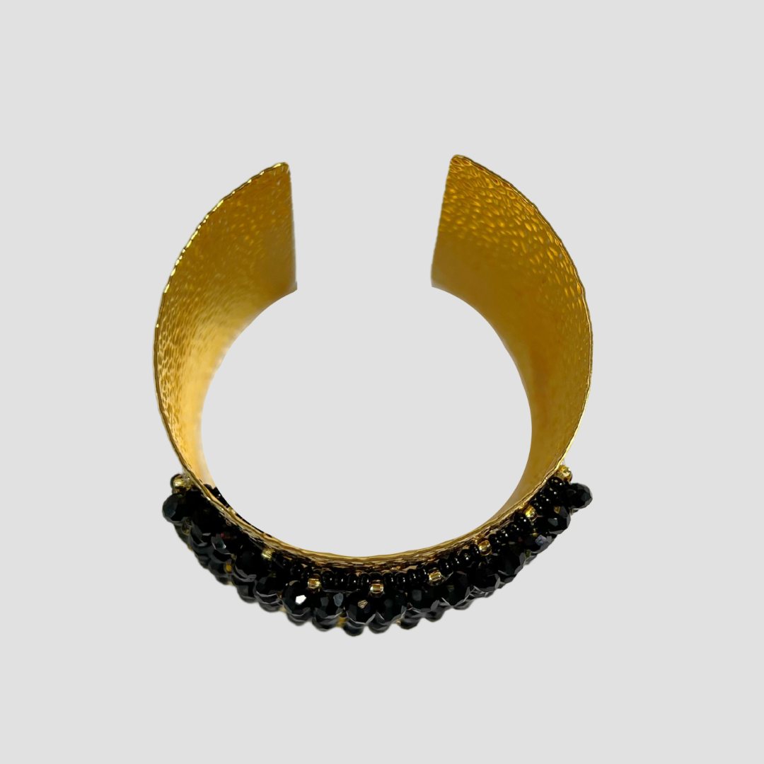 Black Wide Cuff & Earring Set