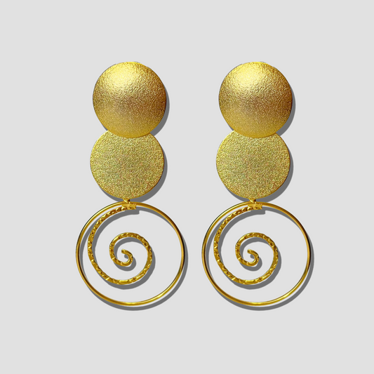 Golden Circular Drop Earrings