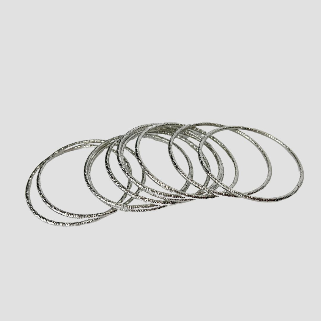 Silver Glitter Stacked Bracelet Set