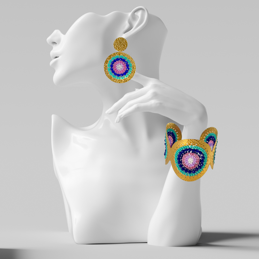 Turquoise Wide Cuff & Earring Set