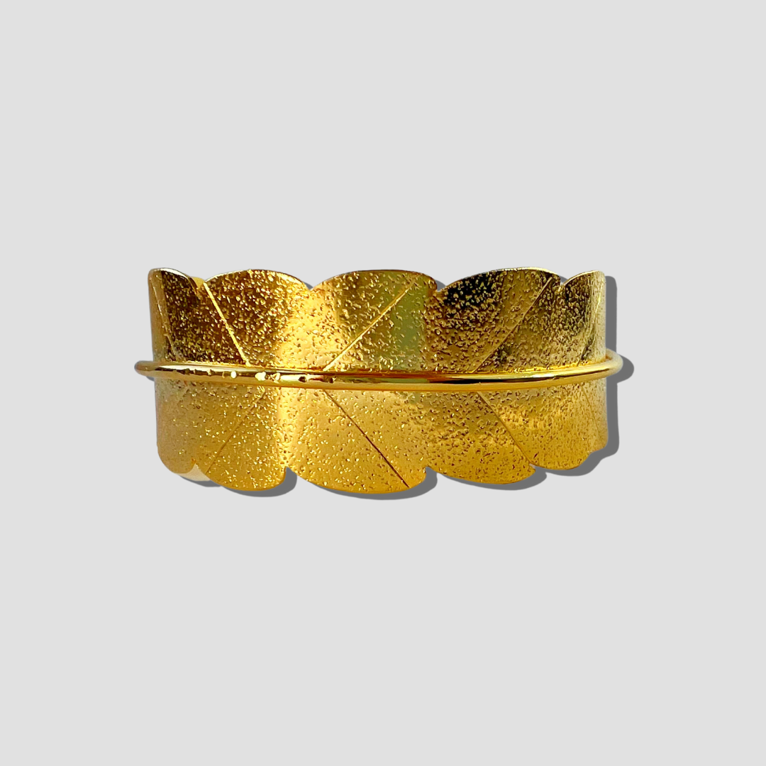 Golden Leaf Adjustable Bracelet & Ring Set