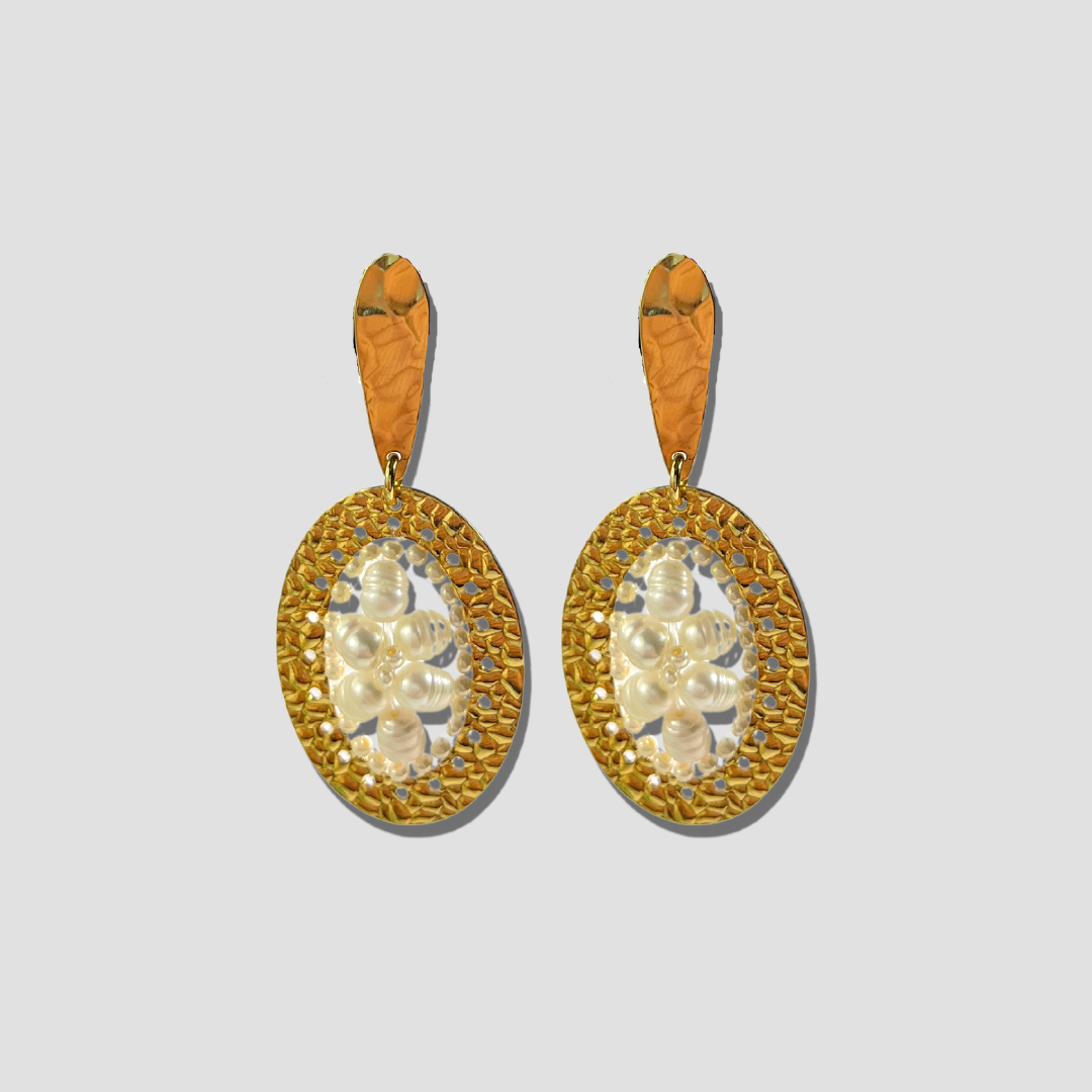 River Pearl Wide Cuff Bracelet & Earring Set