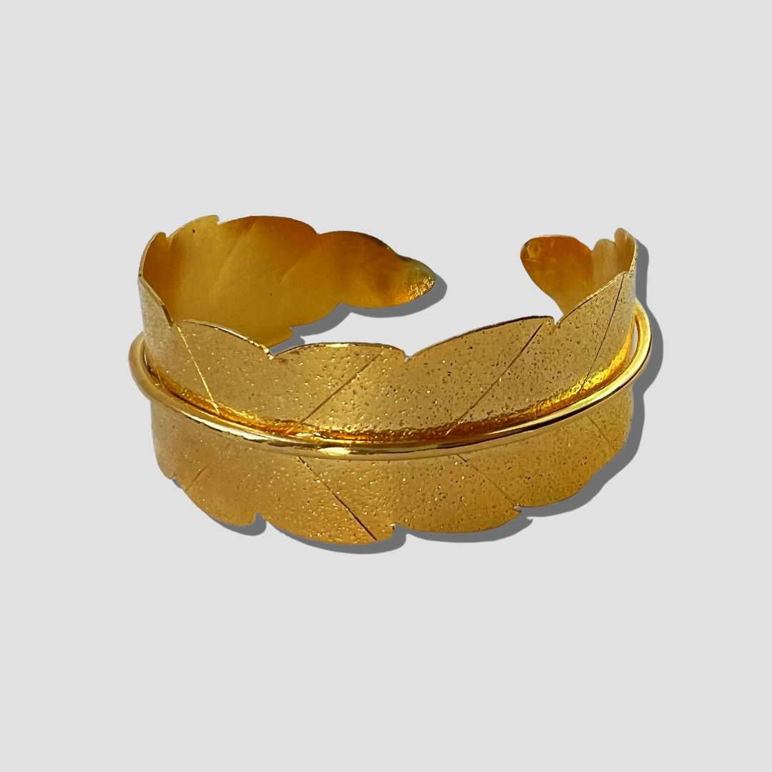 Golden Leaf Adjustable Bracelet & Ring Set