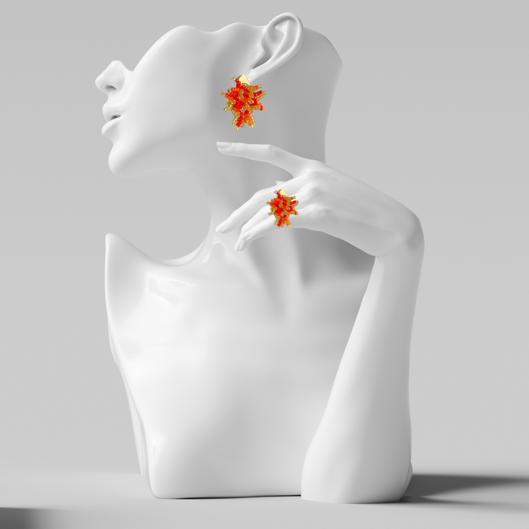 Orange Shakira Ring & Ring Set