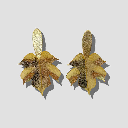 Gold Leaf Drop Earrings