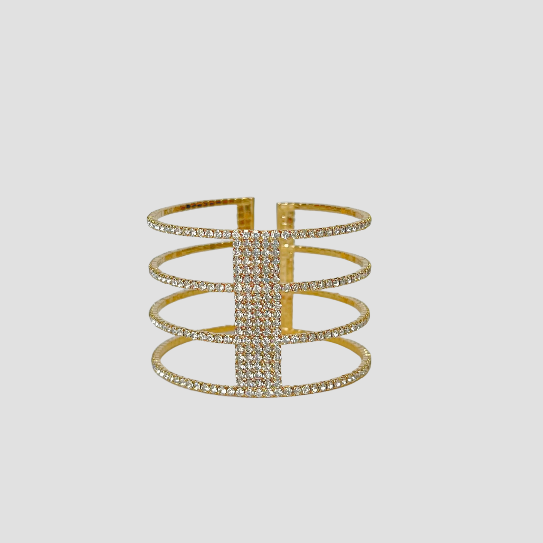 MultiLayer Gold Crystal Rhinestone Cuff Bracelet