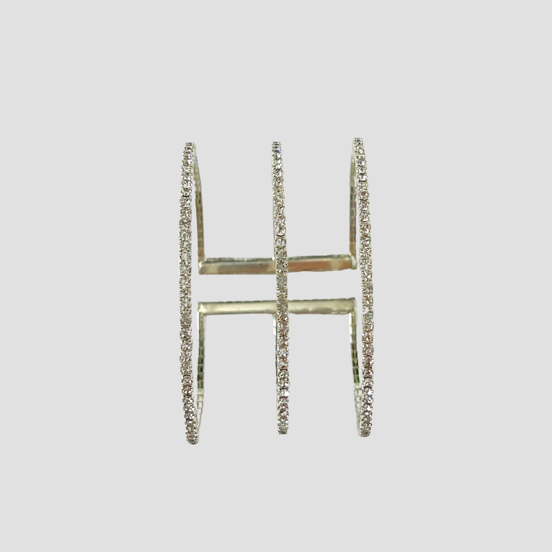 MultiLayer Silver Crystal Rhinestone Cuff Bracelet