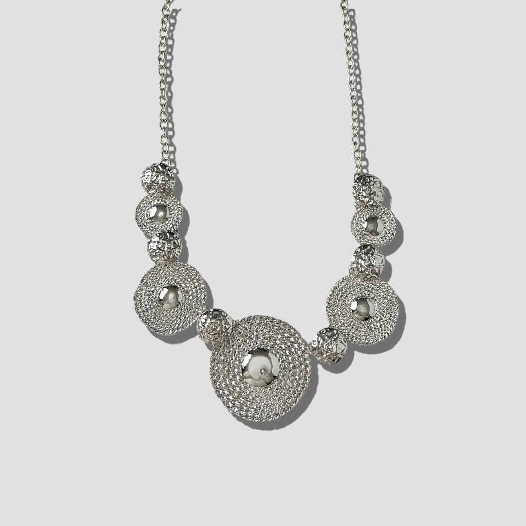 Silver Circle of Life Layered Necklace & Drop Earrings