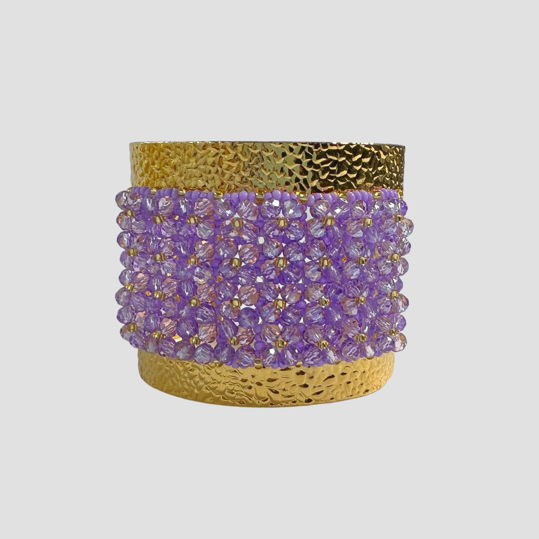 Purple Wide Cuff & Drop Earring Set