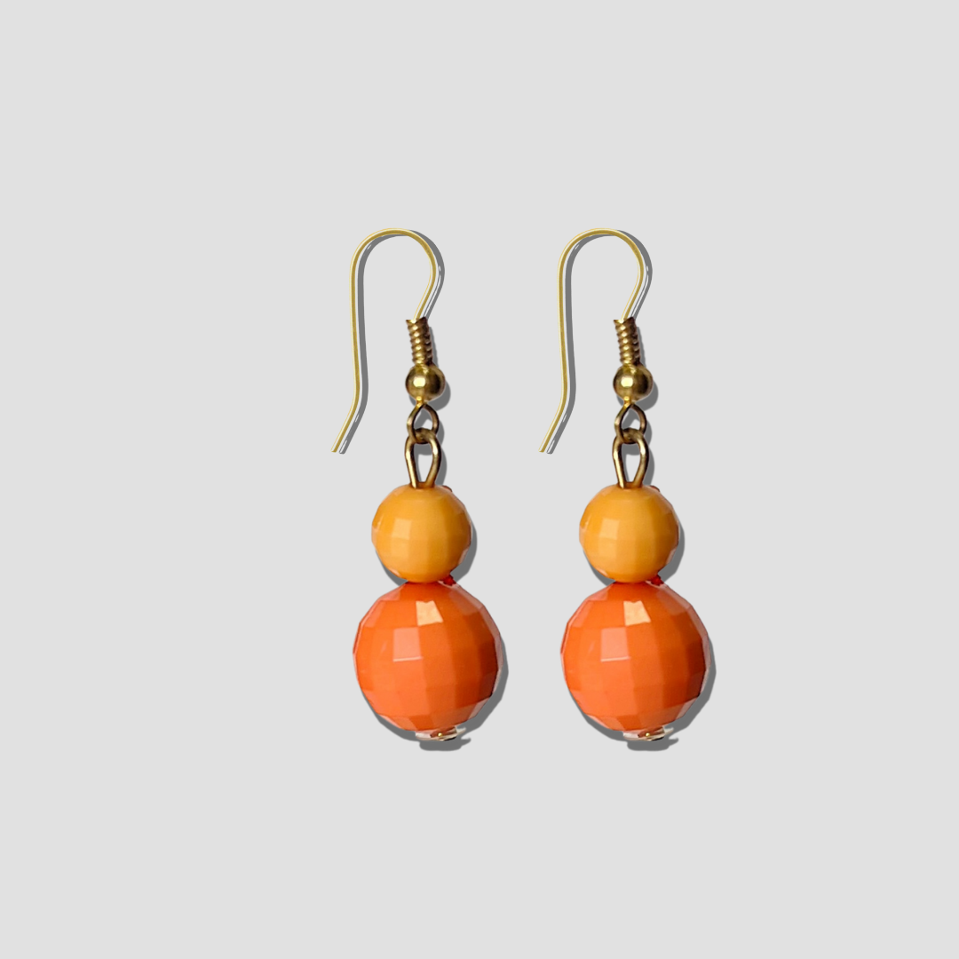 Orange Ombré Beaded Layered Necklace & Drop Earrings