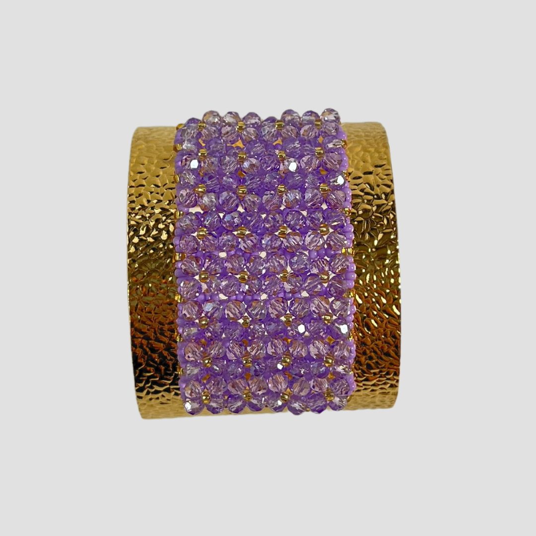 Purple Wide Cuff & Drop Earring Set