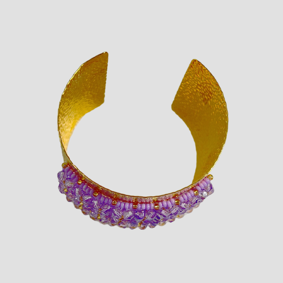 Purple Wide Cuff & Drop Earring Set