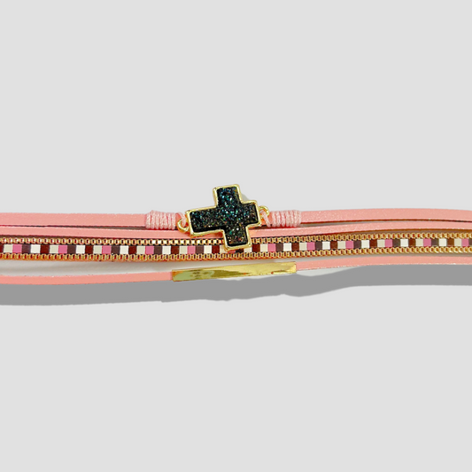 Pink Bracelet with Cross