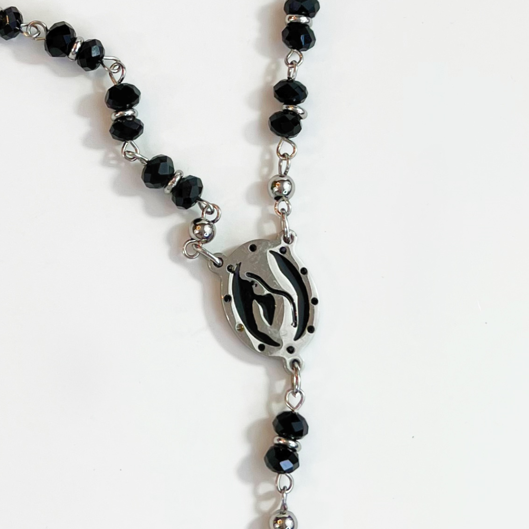 Men's Silver Stainless Steel Rosario