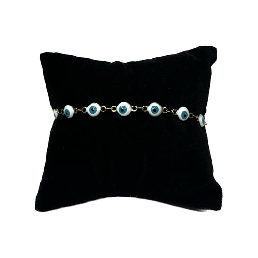 Gold Chain White Evil Eye