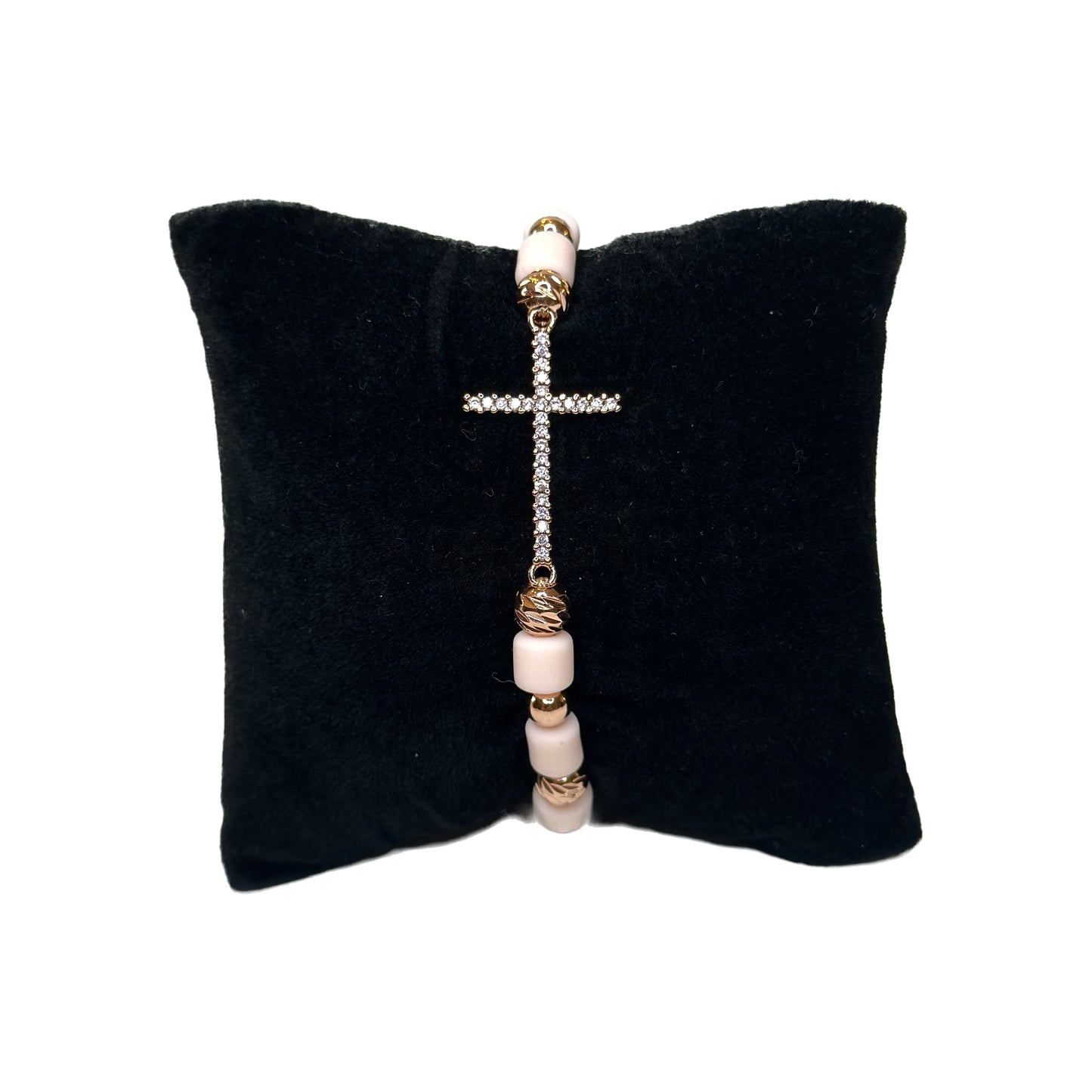 Rose Gold Rhinestone Cross Bracelet