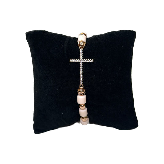 Rose Gold Rhinestone Cross Bracelet