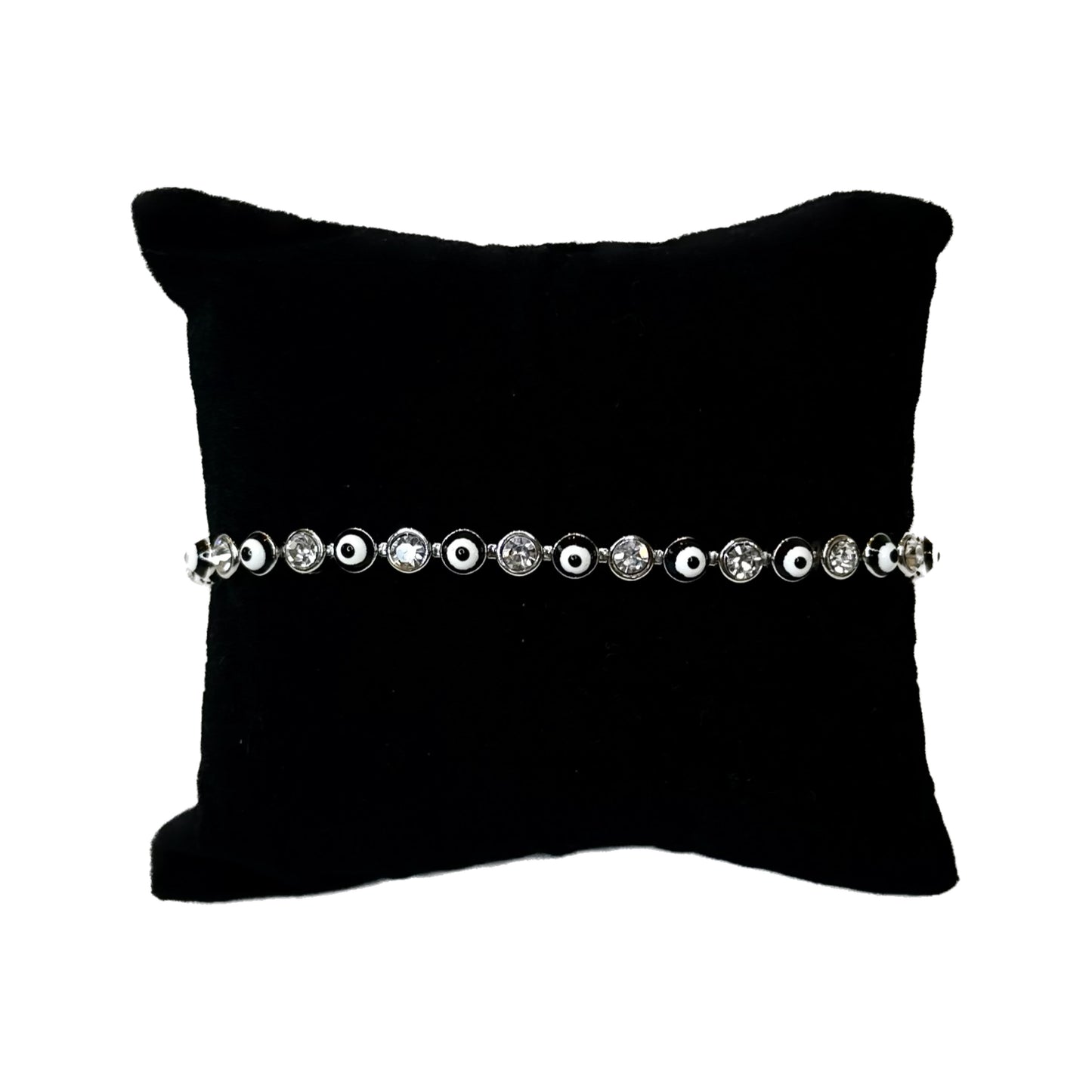 Silver Chain Black Evil Eye