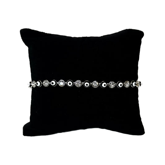 Silver Chain Black Evil Eye