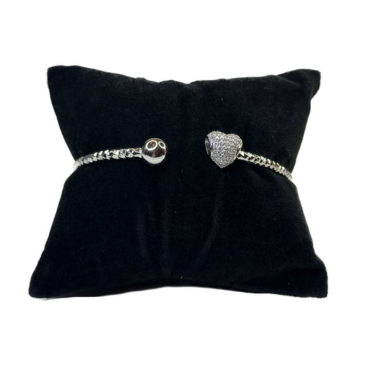 Silver Heart Open Bar Bracelet