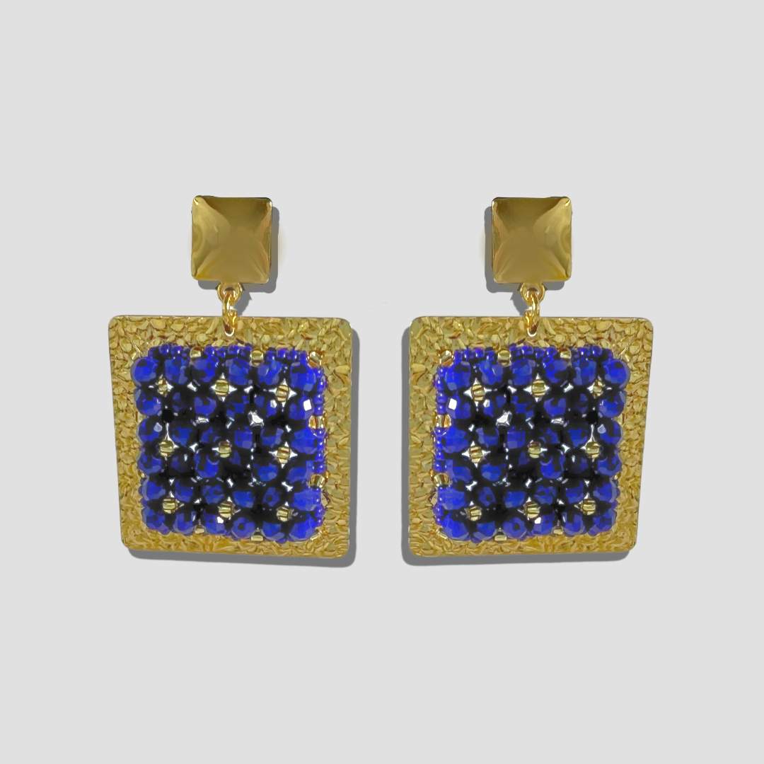 Juego de aretes y brazalete ancho azul