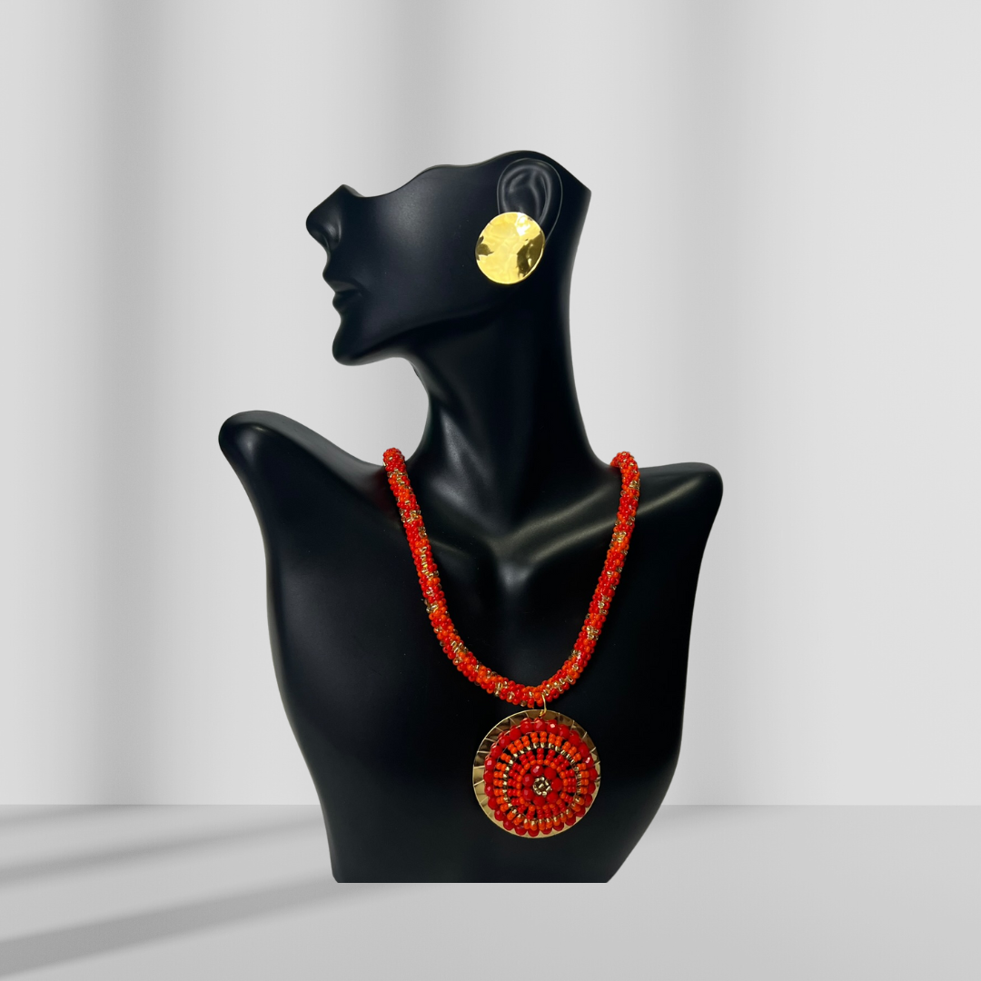 Red Harmony Shakira Necklace & Earring Set