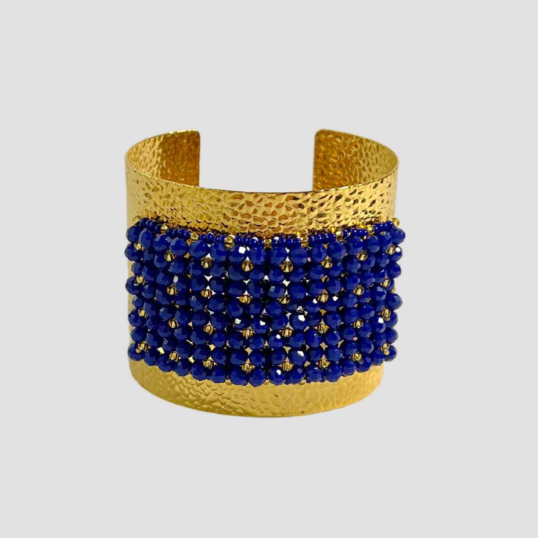 Juego de aretes y brazalete ancho azul