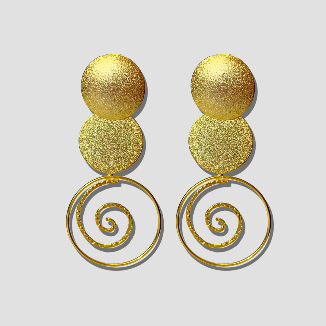 Golden Circular Drop Earrings