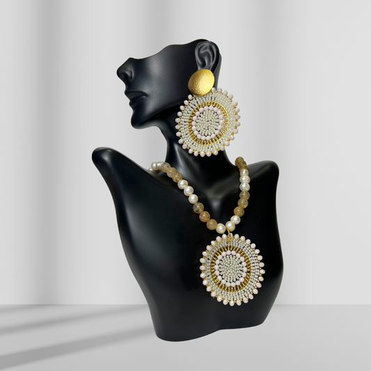 White Pearl River Shakira Necklace & Earring Set