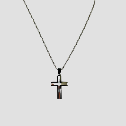 Men's Stainless Steel Black Cross Necklace