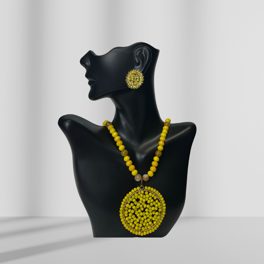 Conjunto de Collar y Aretes Shakira Sol Amarillo