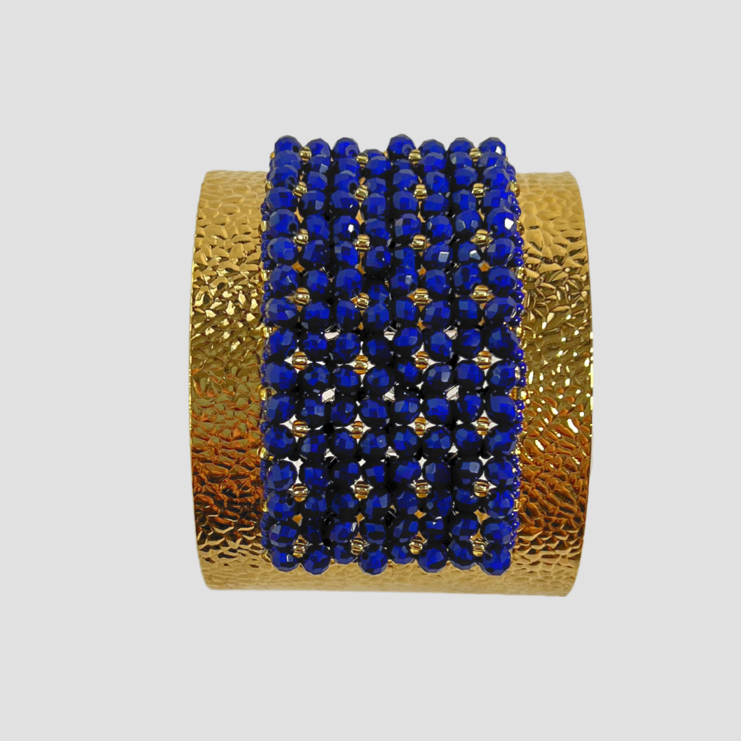 Juego de aretes y brazalete ancho azul