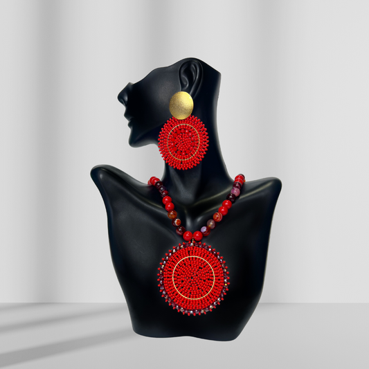 Passion Red Shakira Necklace & Earring Set