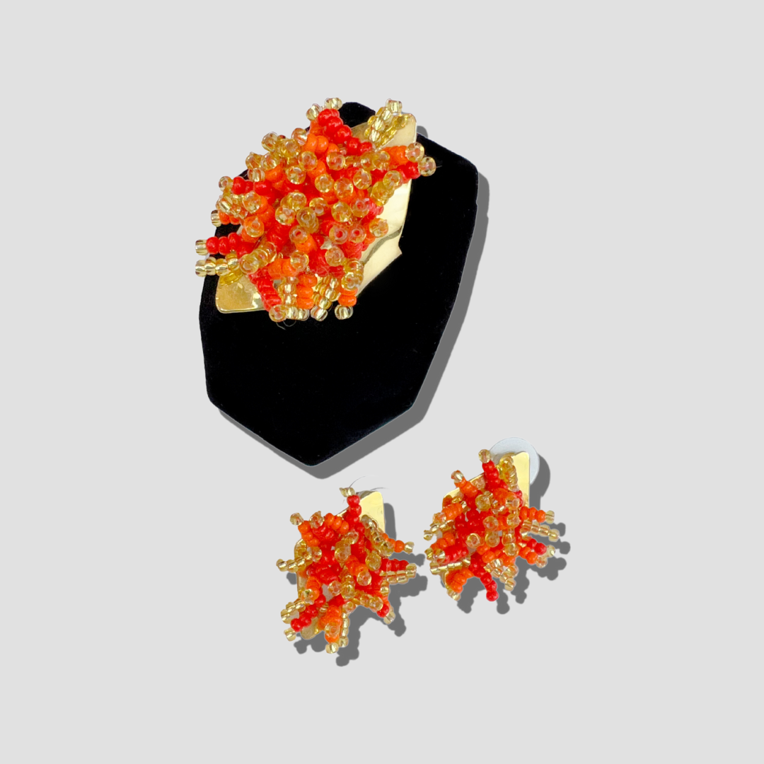 Conjunto de anillo y anillo Shakira naranja