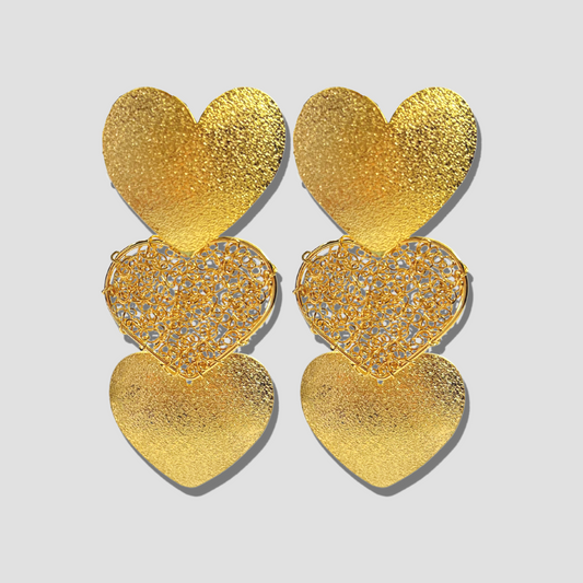 Golden Hearts Drop Earrings
