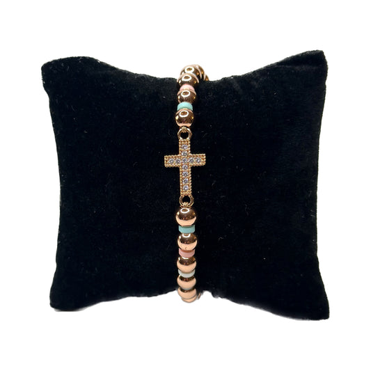 Rose Gold Cross Bead Bracelet