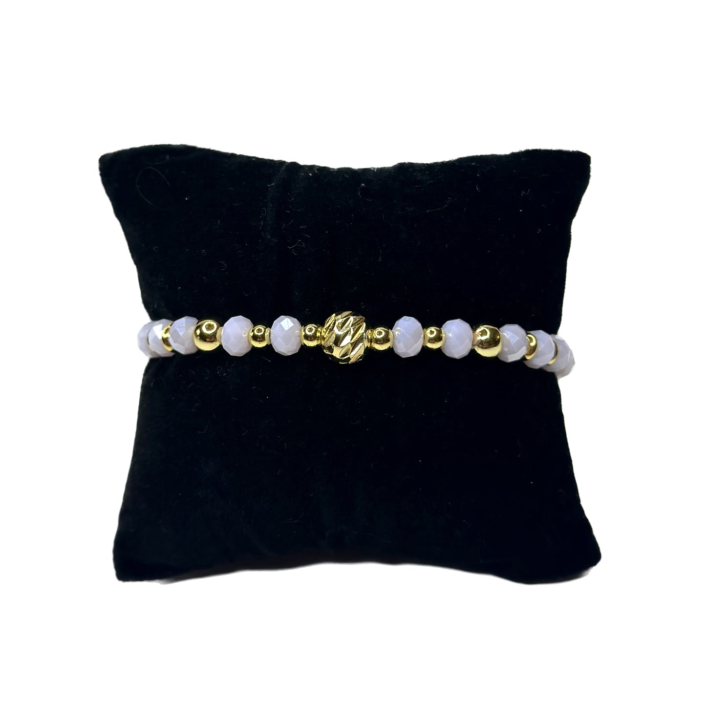 White and Gold Beaded Bracelet