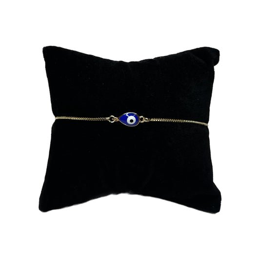 Gold Chain Blue Evil Eye Bracelet