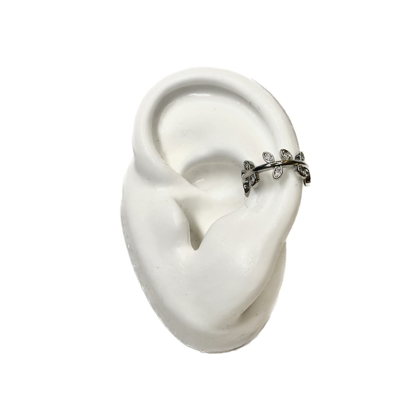 Leafy Rhinestone Ear Cuff